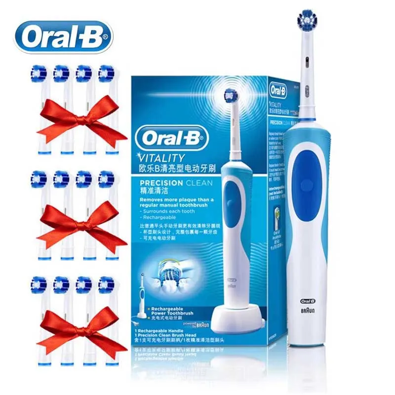 Oral B cepillo de dientes eléctrico limpieza de rotación Oral 3D diente blanco adulto vitalidad cepillo de dientes carga inductiva + cabezal de cepillo de regalo