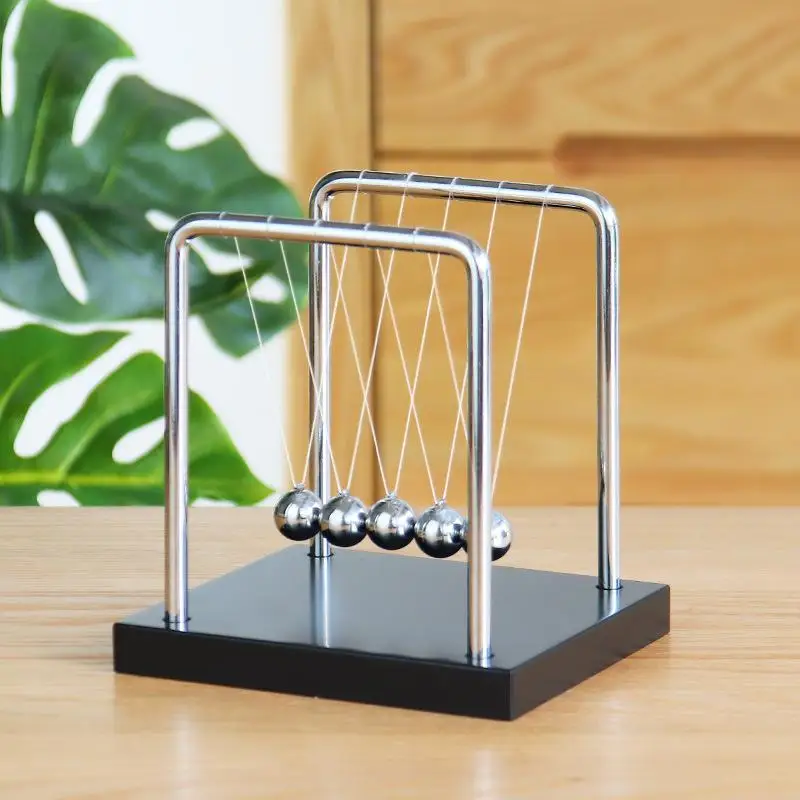 Newtons Cradle Steel Balance Ball Desk Table Decor Metal Pendulum Ball Kids Physics Science Accessory Desk Toy Antistress Game