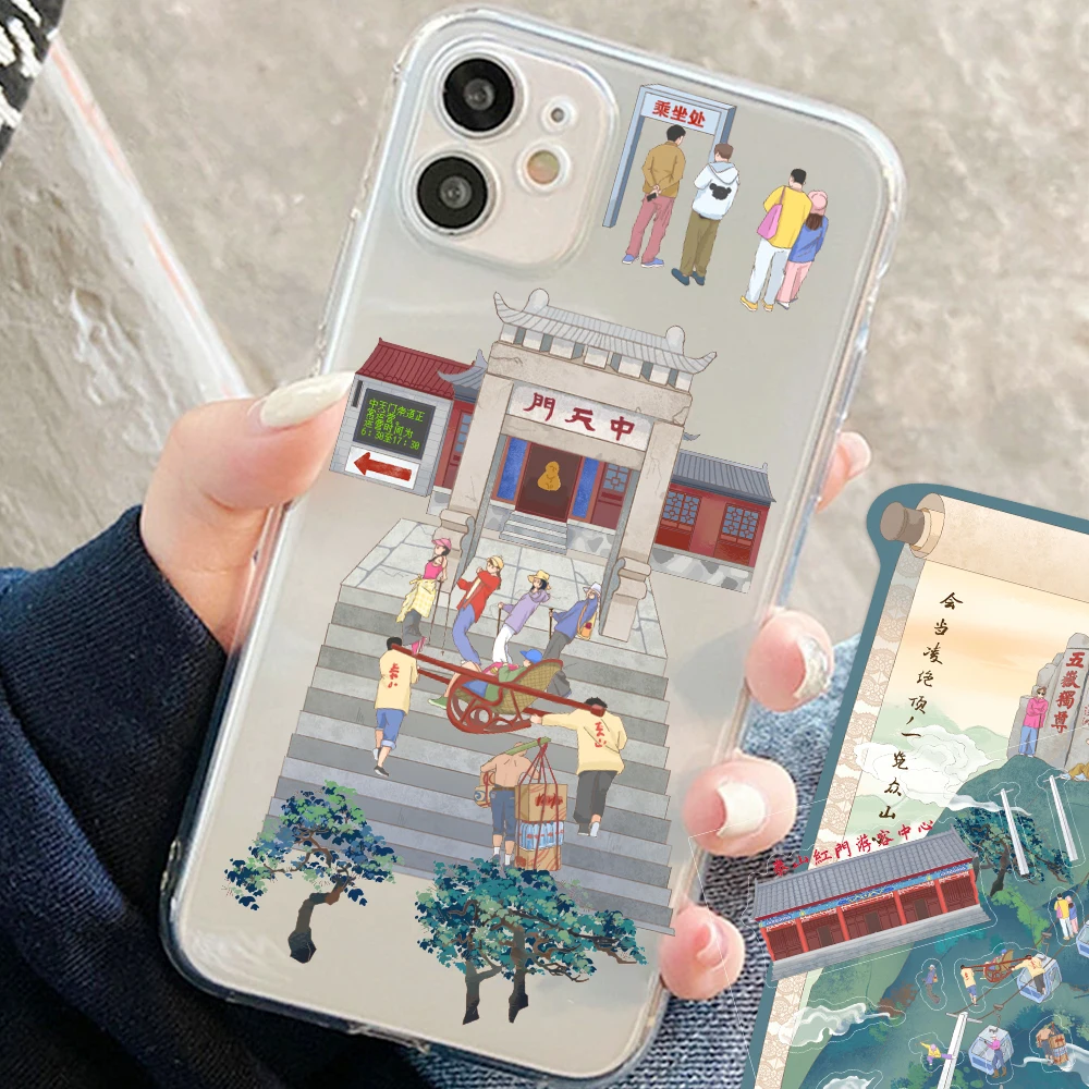 1Set Mount Tai Landscape Stickers Foremost of China's Five Great Mountains Miniature Scene Immersive Collage Landscape Stickers