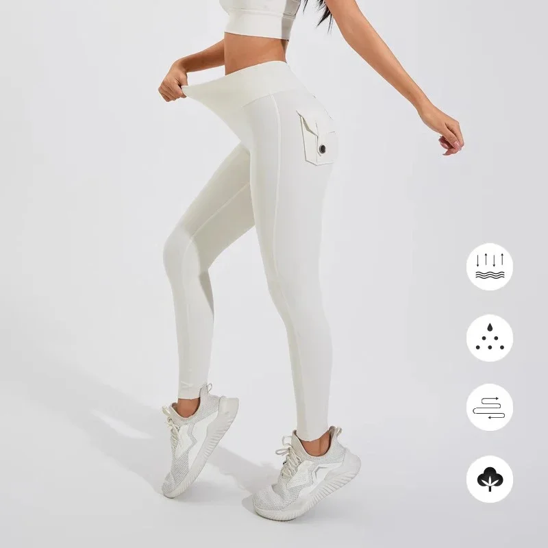 Women High Waist Seamless Leggings Tights Pants Peach Hips with Pockets Women Workout Gym Leggings Running Training Yoga Pants