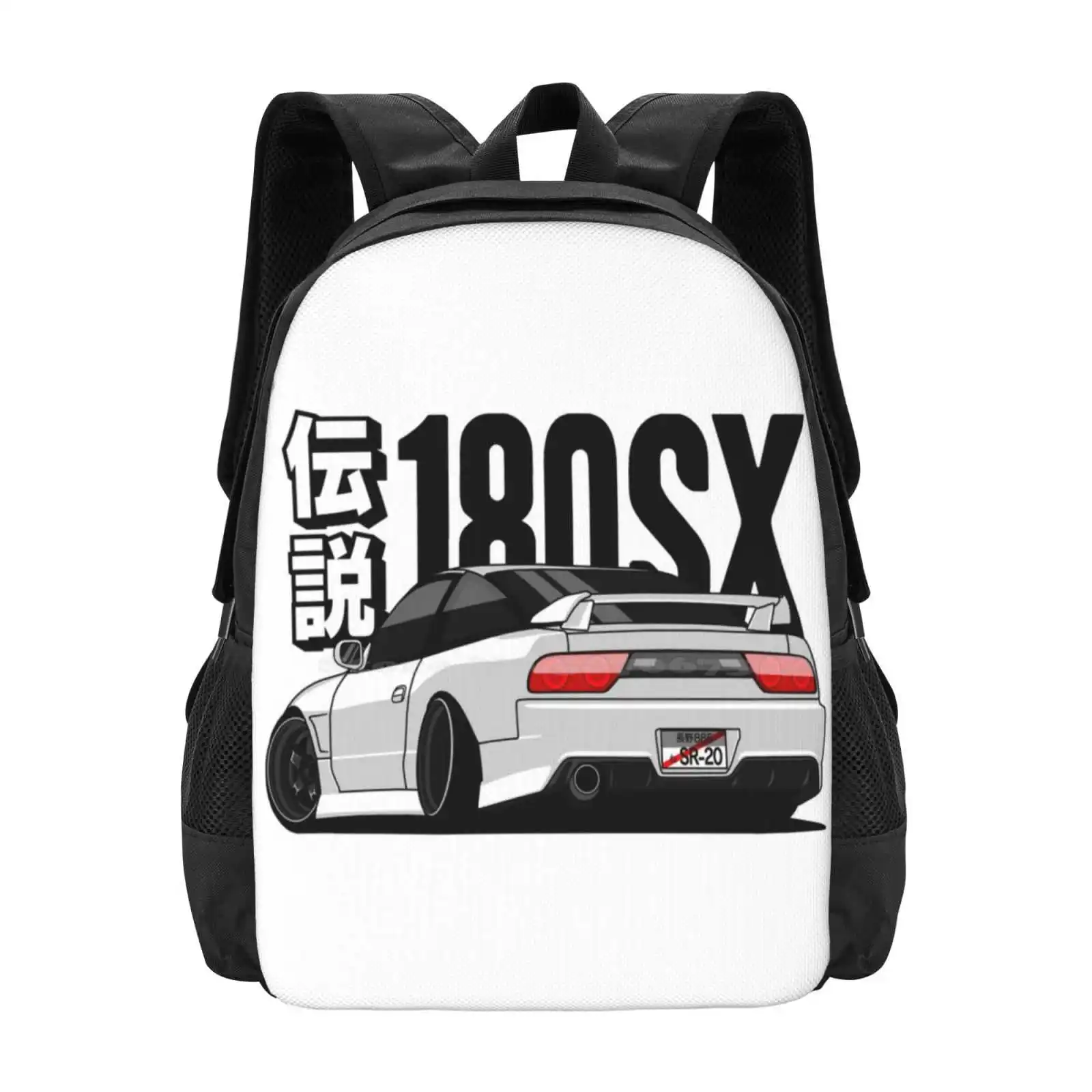 180Sx 240Sx White Fashion Pattern Design Travel Laptop School Backpack Bag Silvia Nissan S13 S14 S15 S Chassis Driftcar Ebisu