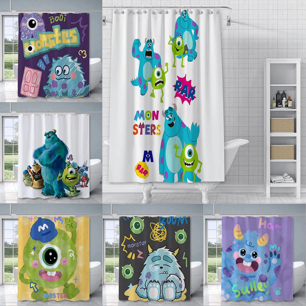 Cartoon M-Monsters University Shower Curtain Waterproof Polyester Fabric Paint Colorful Bath Curtains Bathroom Curtain With Hook