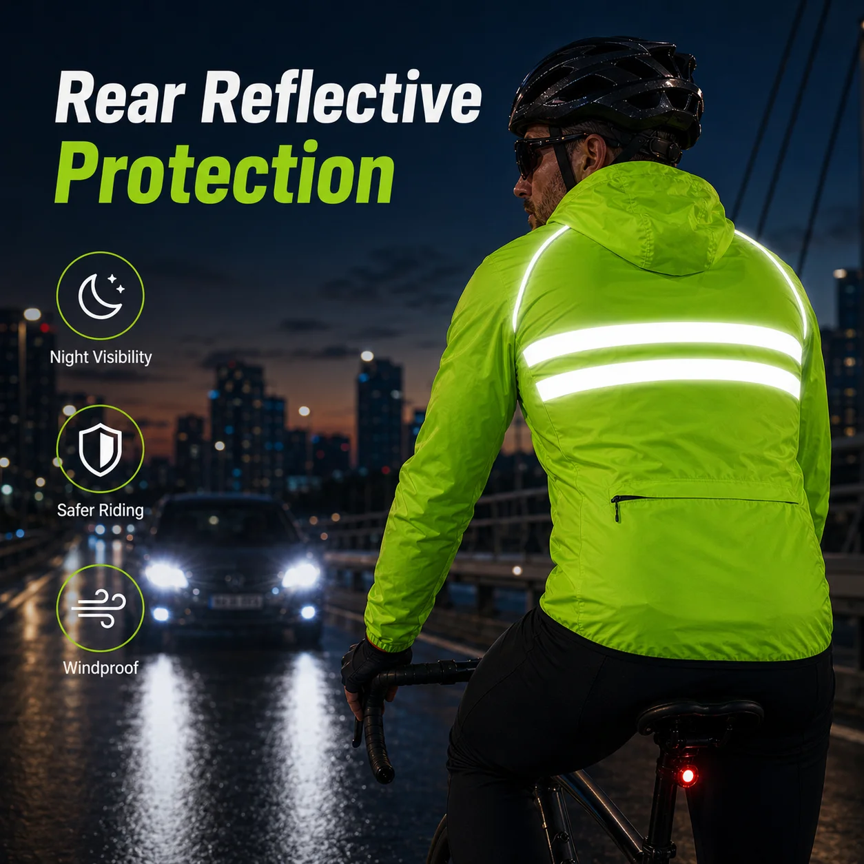 Fahrradjacke Reflektierend Winddicht Wasserdicht MTB Langarm-Fahrradtrikot Outdoor Straßen-Nachtfahrt Pendler-Team Club-Design – Detail 12