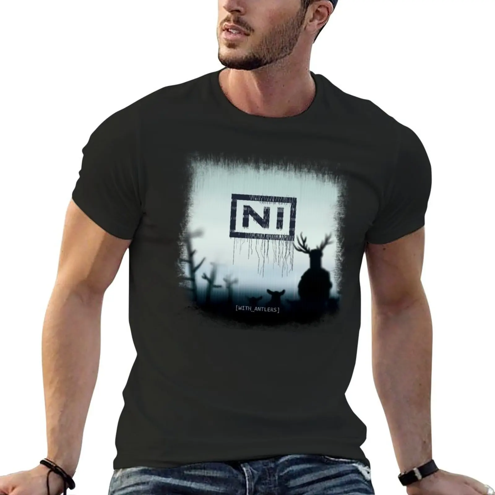 NI Knights with antlers album cover parody-music lovers humor T-Shirt boys whites hippie clothes heavyweight t shirts for men