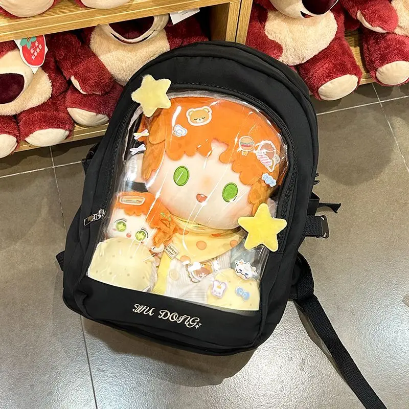 Richme Kawaii Ita Backpacks Harajuku Casual Nylon Large Capacity Bag Female Subculture Transparent DIY Doll Show Bolso Mujer