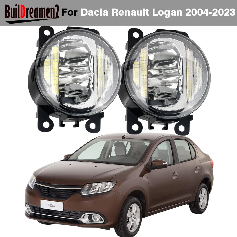 2IN1 Car LED Fog Light Assembly with Daytime Running Lamp DRL Design 30W H11 For Dacia Renault Logan 2004-2023