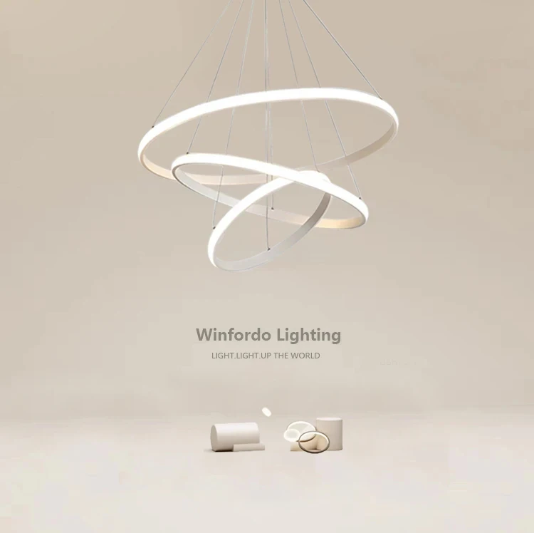 

2023 Modern LED Chandelier For Living Room Dining Room Kitchen Bedroom Pendant Lamp Ring Round Hanging LightKids' Lamp