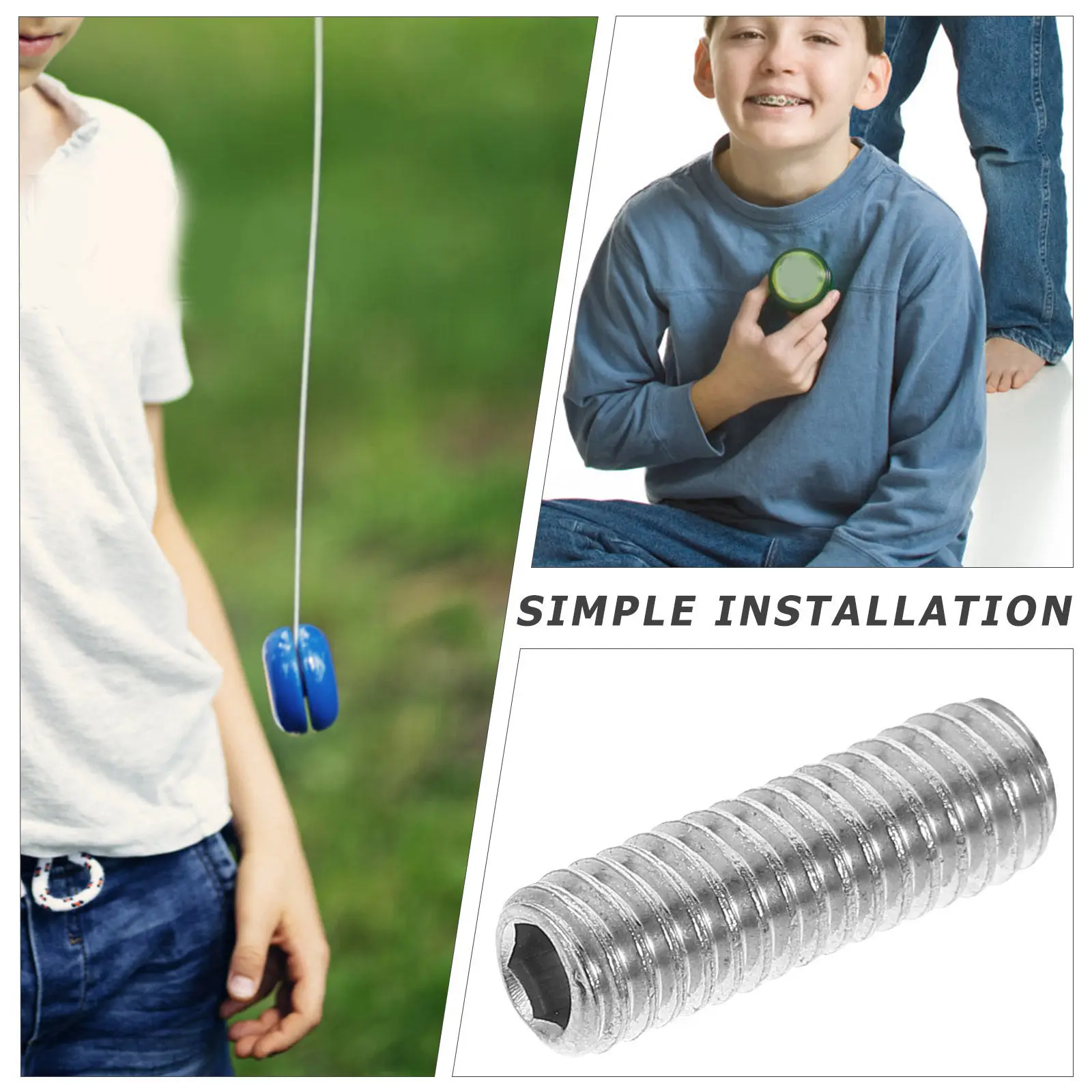 10Pcs Yoyo Ball Hex Socket Set Screws Stainless Steel Heavy Duty Metal Full Thread Cup Point Fastener Hardware Screw Set