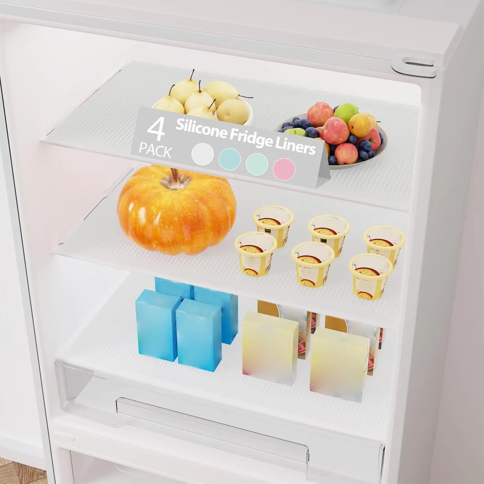 

Вкладыши для холодильника, 4 шт., неклейкие вкладыши для холодильника, нескользящие коврики для холодильника для кухонного шкафа, дома, квартиры, ящика, шкафа