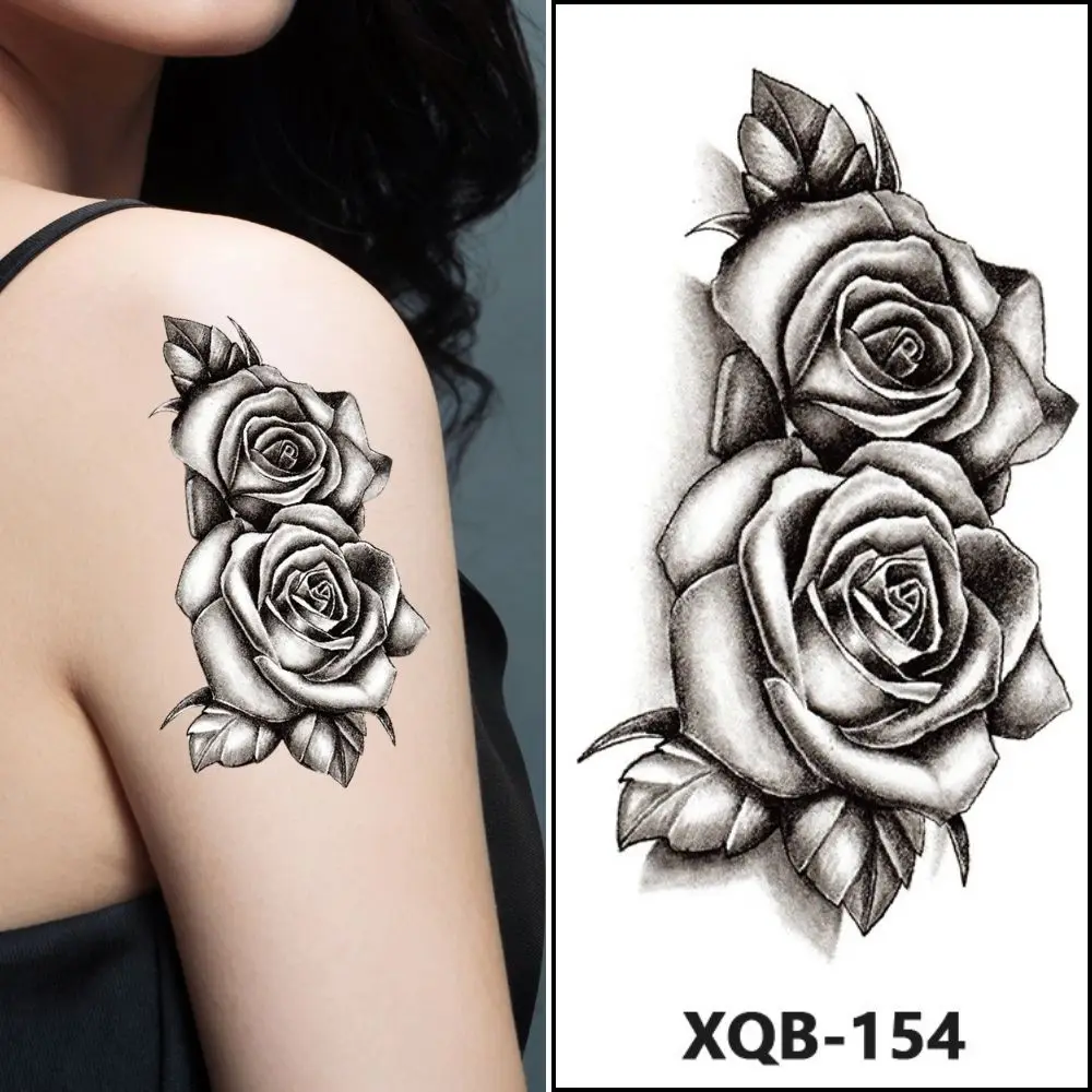 

Waterproof Temporary Tattoo Sticker Realistic Flower Crown Skeleton Fake Body Art for Men Women Long-lasting Arm Neck Decoration