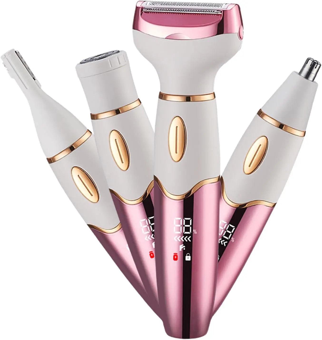 

Электрическая бритва для женщин, бритва для влажной/сухой уборки 4-в-1, водонепроницаемый триммер для бикини и лица, безболезненное средство для удаления волос на теле для рук, ног,