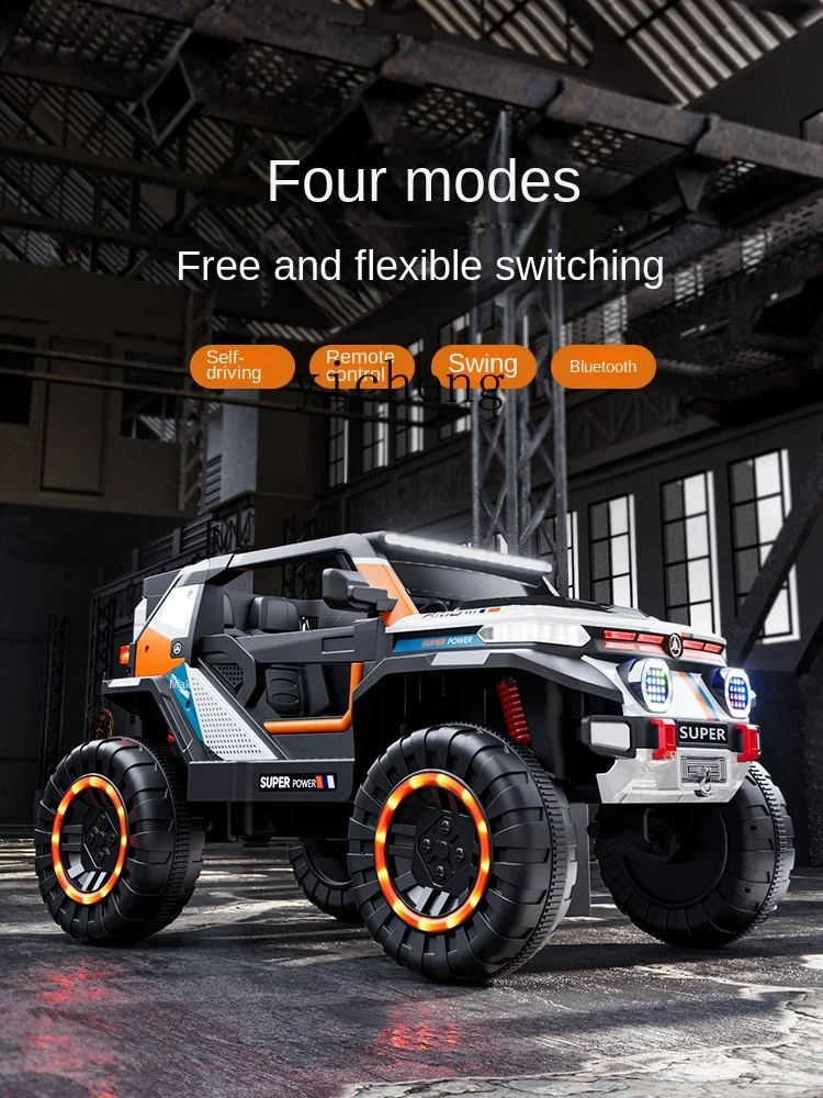 Coche eléctrico para niños Tqh, coche de juguete con Control remoto de cuatro ruedas, vehículo todoterreno, coche con batería para bebé, tracción en las cuatro ruedas con columpio