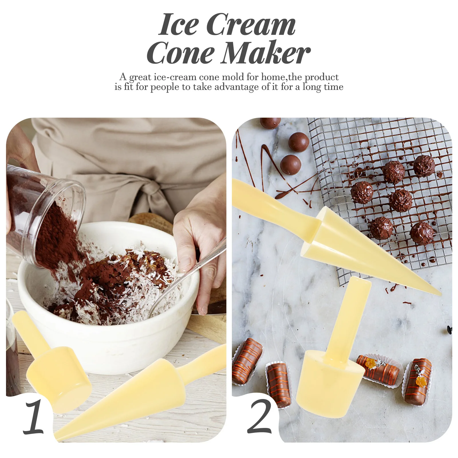 

1Set Ice Cream Cone Maker Egg Cone Shaper Waffle Roller Dessert Molds Plastic Waffle Cones Egg Roll DIY Mold