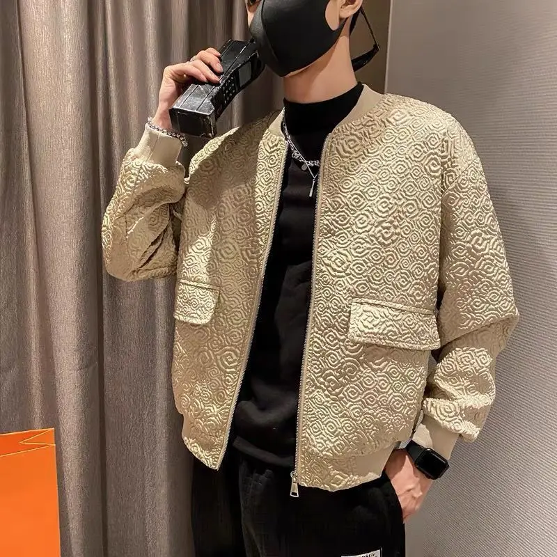 

Foufurieux Spring and Autumn New Men's Coat Trendy Korean Edition College Style Loose Casual Jacket Top Male Clothing