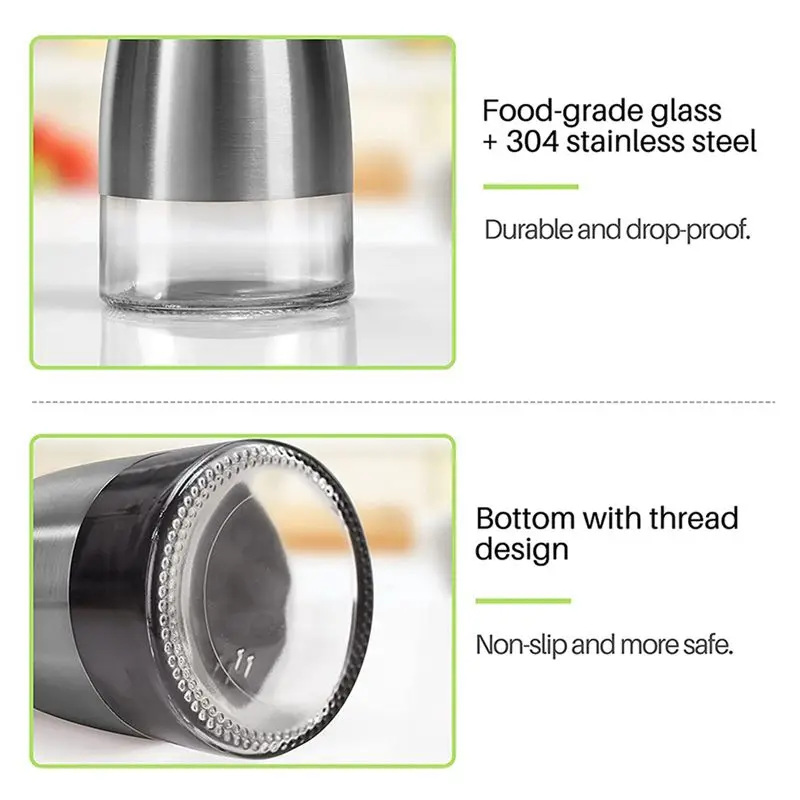 ABWZ-4Pcs Olive Oil Bottle Dispenser Set, Oil Dispenser Cruet Set, Stainless Steel Olive Oil Dispenser Elegant Glass Bottle