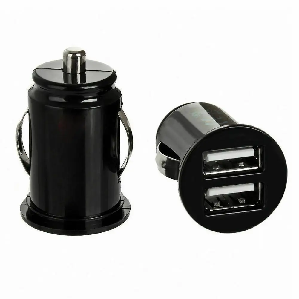 Mini USB Car Charger  Dual 2 Port Quick Charger Adapter Black 12V 3.1A/2.1A Fast Charging Charger For Mobile Phone