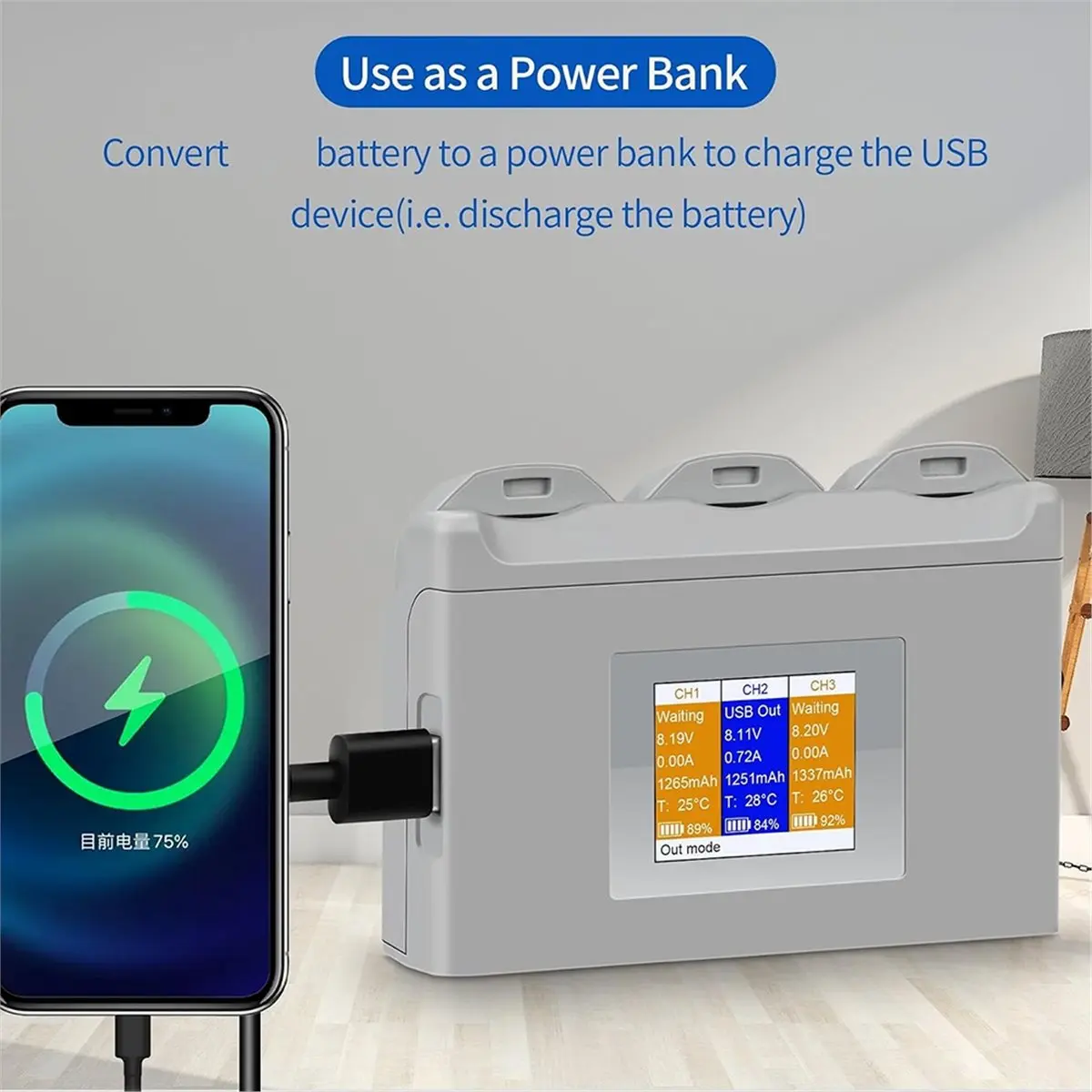 LCD Two-Way Charging Hub for Neo Drone, Multifunction Battery Charger, Fast Charge & Storage Mode for 3 Batteries