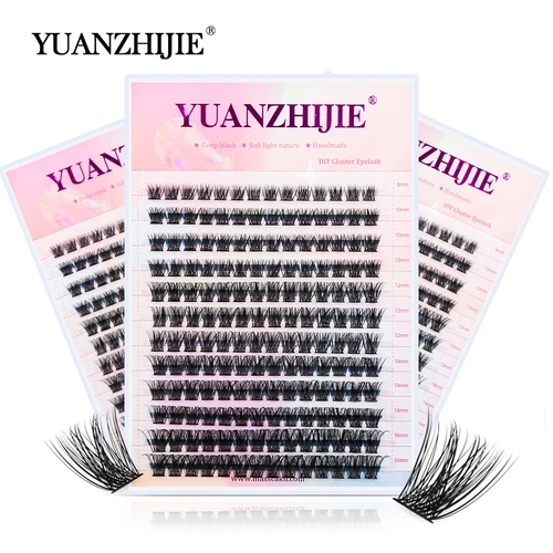 YUANZHIJIE-extensiones de pestañas individuales prefabricadas, Kit de pestañas autoadhesivas, maquillaje Premium, 144 Uds.