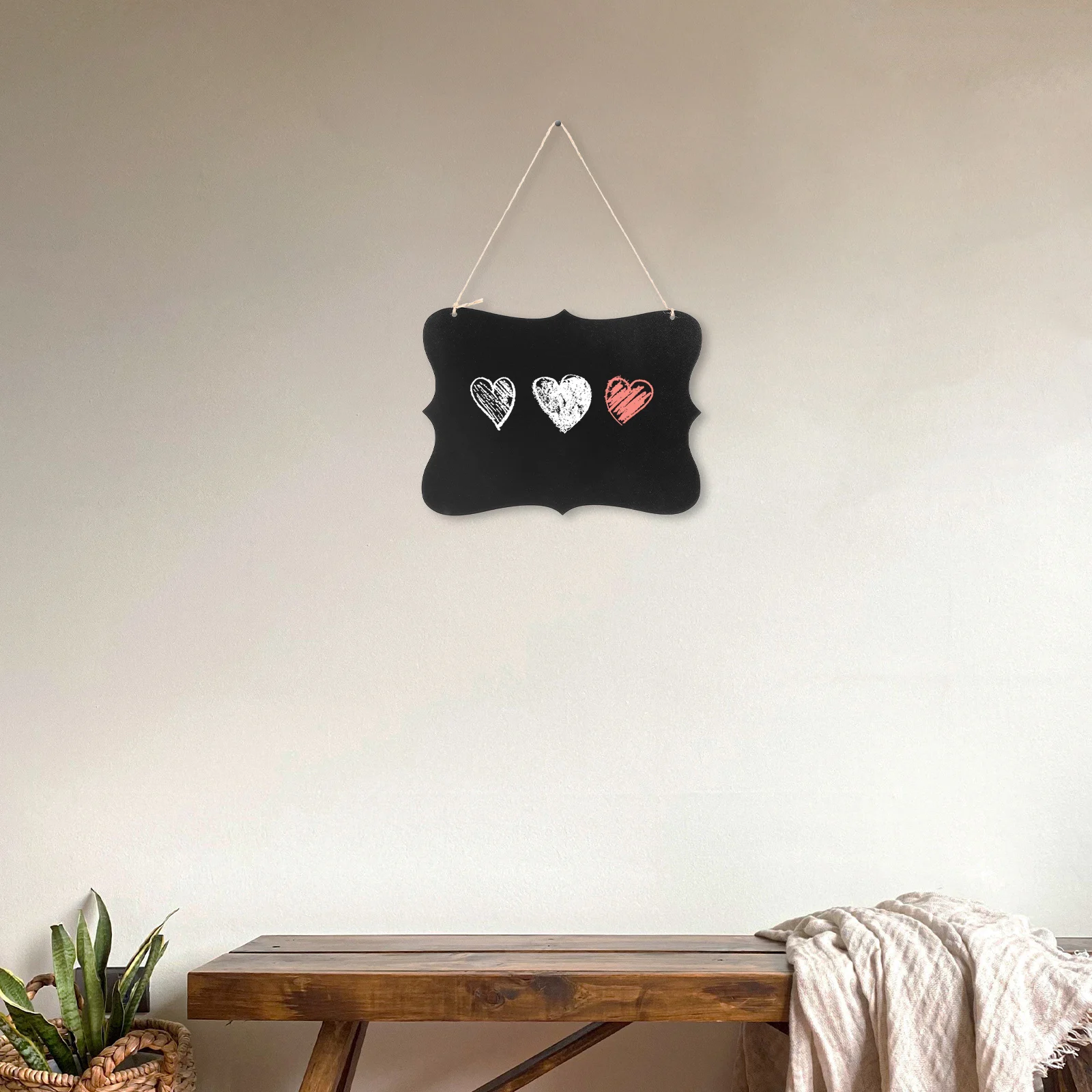 

Reusable Chalkboard Sign Hanging Wall Decor Double-Sided Message Board Display Tag With Hemp Rope Easy Setup Density