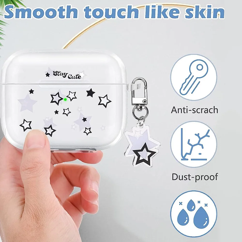 جراب حماية شفاف من TPU للنجم الناعم لـ Apple ، مضاد للسقوط ، سماعة بلوتوث لاسلكية ، Airpods Pro 1 ، 2 ، الجيل الثالث