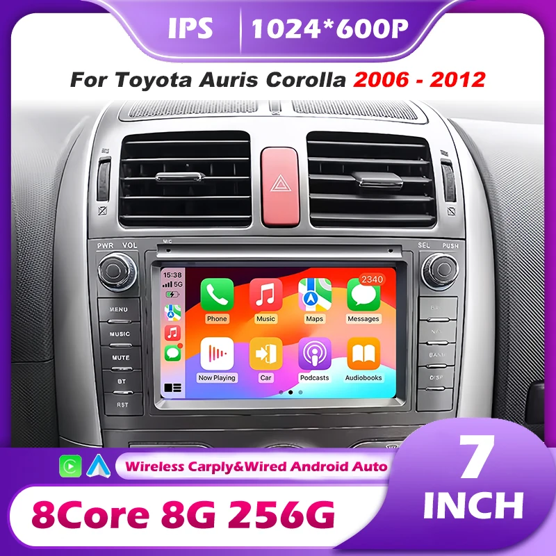 For Toyota Auris Corolla 2006-2012 Android 16 Auto Car Radio Multimedia Video Player GPS Navigation Stereo WIFI Carplay Tools