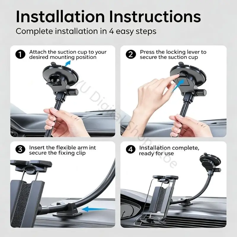 96BA Flexible Arm Phone and Mobile Device Holder with Locking Suction Base