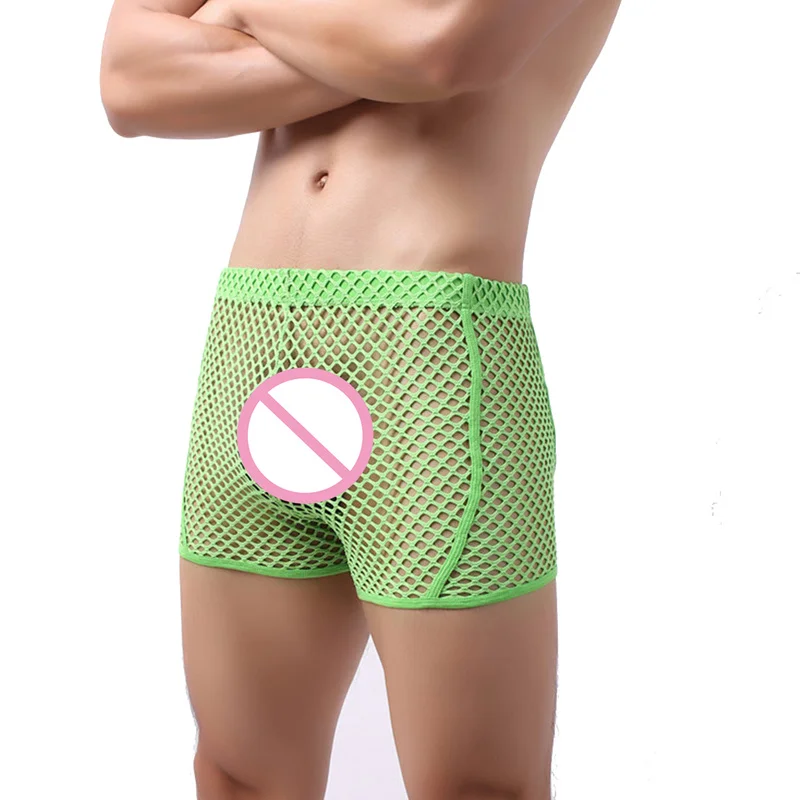 Sexy Mens Underwear Mesh Boxers Fish-Net See Through Boxer Shorts Breathable Underpants Male Panties Men Hollow Out Boxershorts