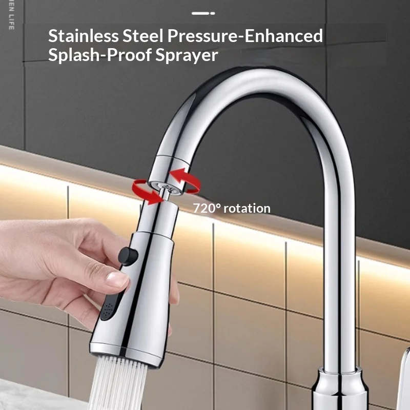 Universal 720° Swivel Faucet Aerator 2 Modes Water Flow Kitchen Sink Tap Sprayer Anti-Splash Filter
