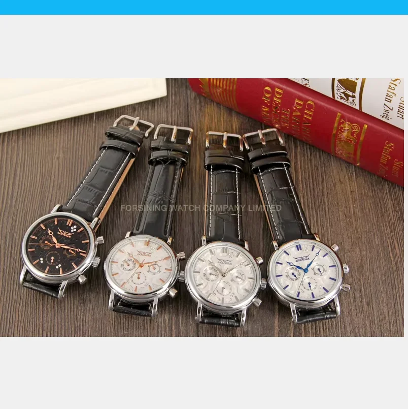 

JARAGAR Men's and women's watches Peg scale mechanical watch Round Day and Date Watch Black mechanical watch