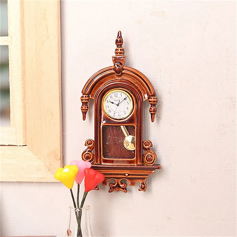 Reloj de pared en miniatura para casa de muñecas, accesorios de decoración del hogar, juguete de muebles de juego de simulación, 1:12