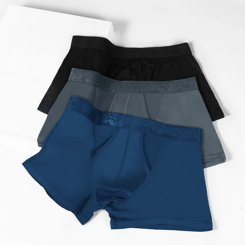 

Gun Bullet Separation Underwear Men's Ice Silk Scrotum Support Men's Boxer Briefs Thin Breathable Modal Boxer Briefs