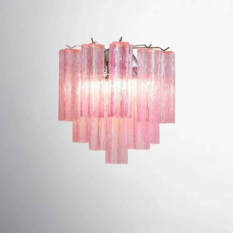 

Bedside wall lamp, living room bedroom handmade pink glass background wall light luxury aisle lamp