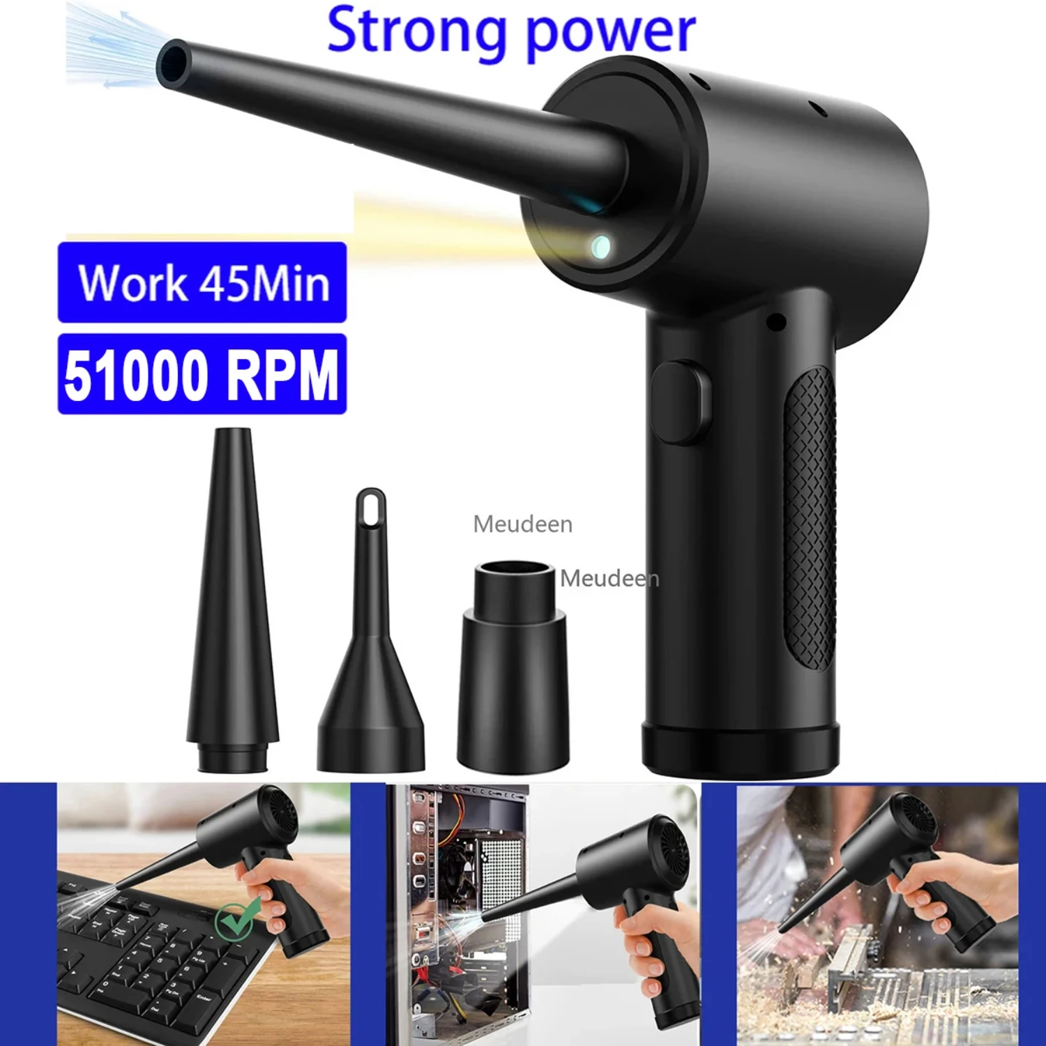 Wireless Air Duster Compressed Air Blower Gun 51000RPM Type-C Air Duster  Computer Keyboard  Clean Gadget Blower