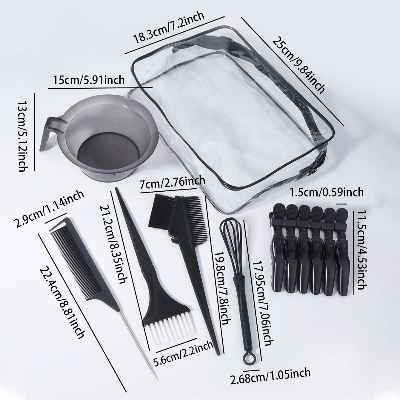 11pcs Professional Hair Dye Set with Hair Dye Brush Comb, Clip, Dye Stirrer, Suitable for Hair Salons, Special for Real Hair Wig