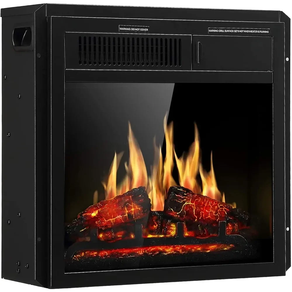 Fireplace Wooden Surround Firebox Free Standing, Adjustable Led Flame, Remote Control 750-1500W