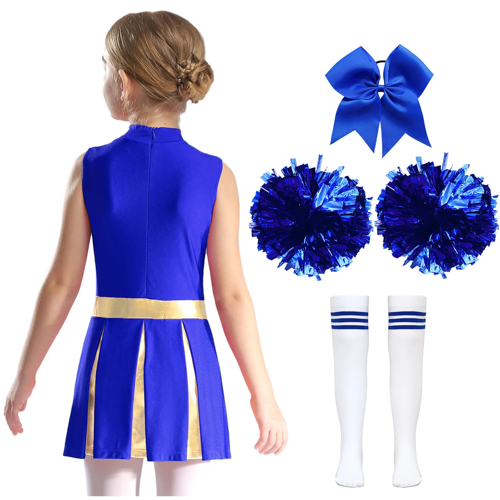 Children Girl Cheerleading Uniform Sleeveless Leotard Dress School Show Sports Meeting Halloween Carnival Cosplay Party Costume