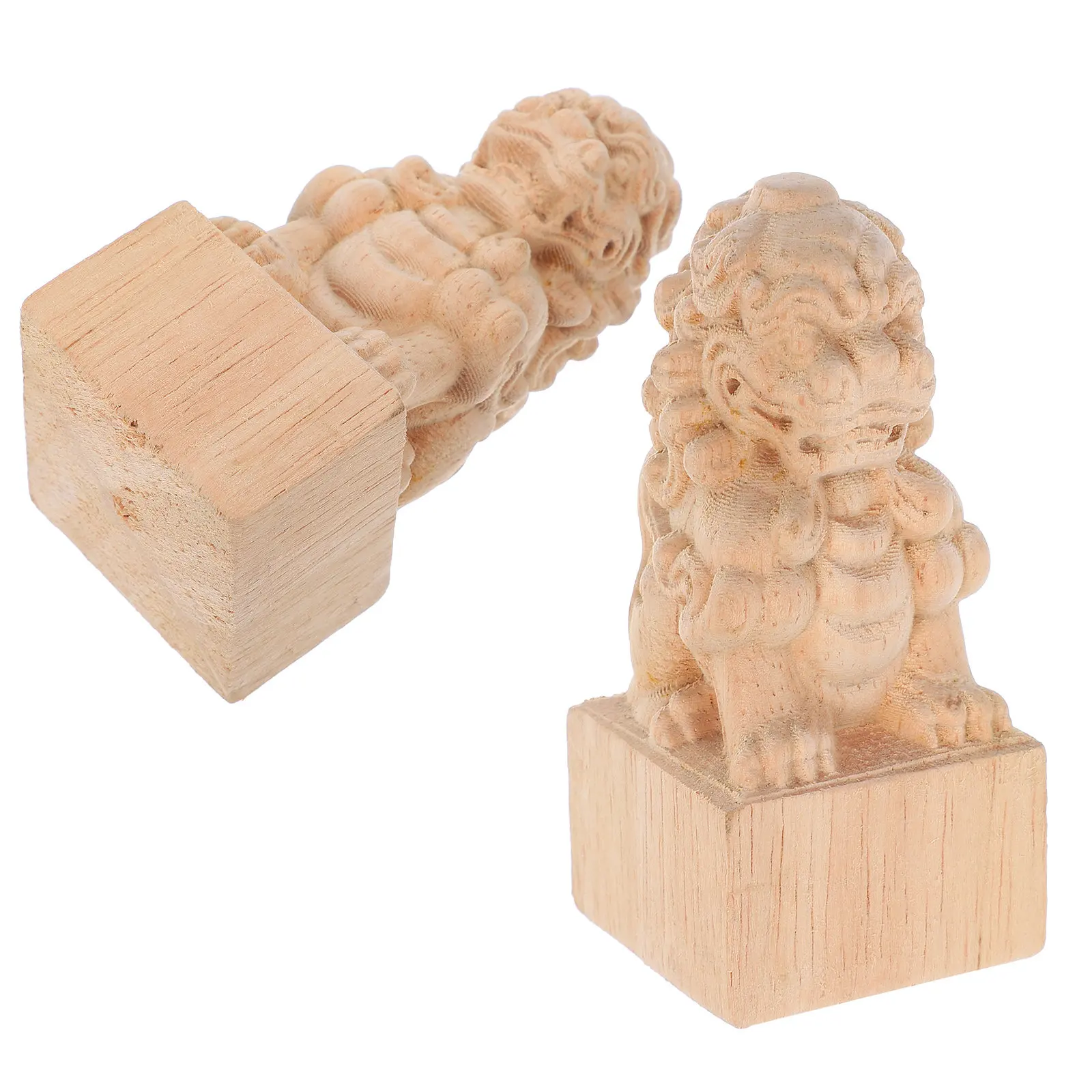 2Pcs European Style Carved Lion Finials Wood Post Toppers Decorative Fence Post Cap Finial for Porch Column Staircase Railing