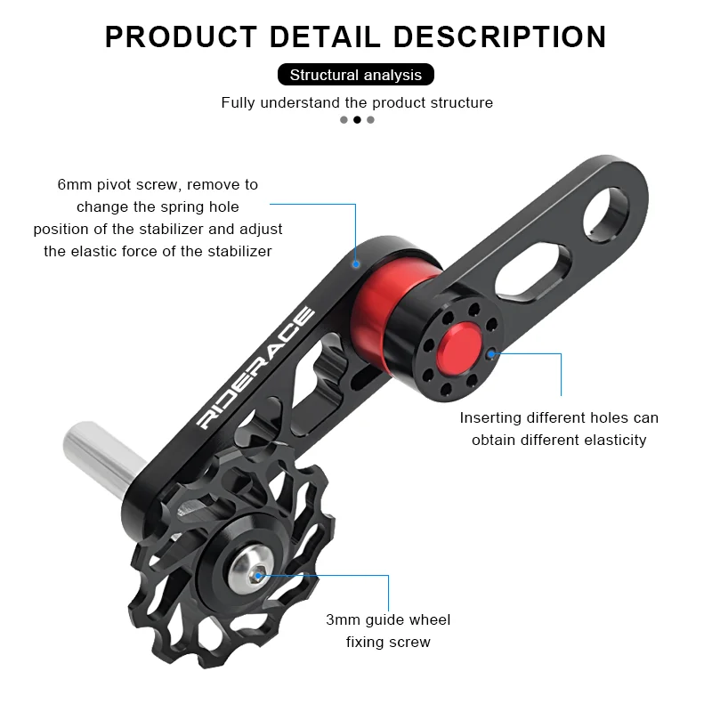 RIDERACE Bicycle Chain Tensioner Single Speed Rear Derailleur Aluminum Alloy For Folding Bike Chain Stabilizer Chain Guide