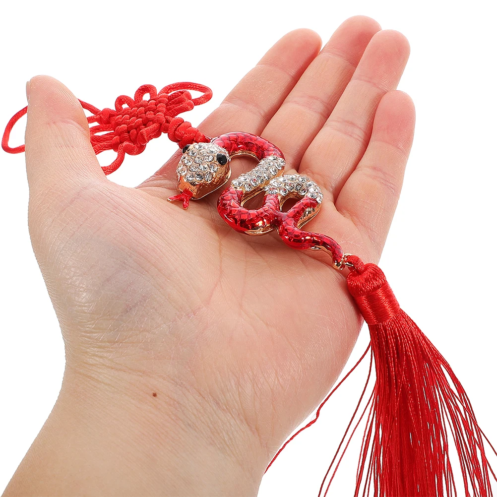 

2pcs Chinese New Year Snake Car Hanging Ornament Rhinestone Tassel Lucky Pendant For Rearview Mirror Year Of The Snake