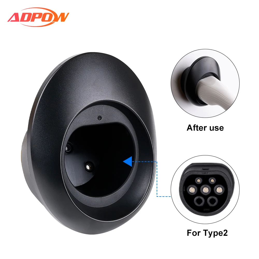 ADPOW EV Charger Plug Holder for Electric Vehicle Type 2/Type 1 Charging Cable Plug Stand Extra Protection Wallmounted Wallbox