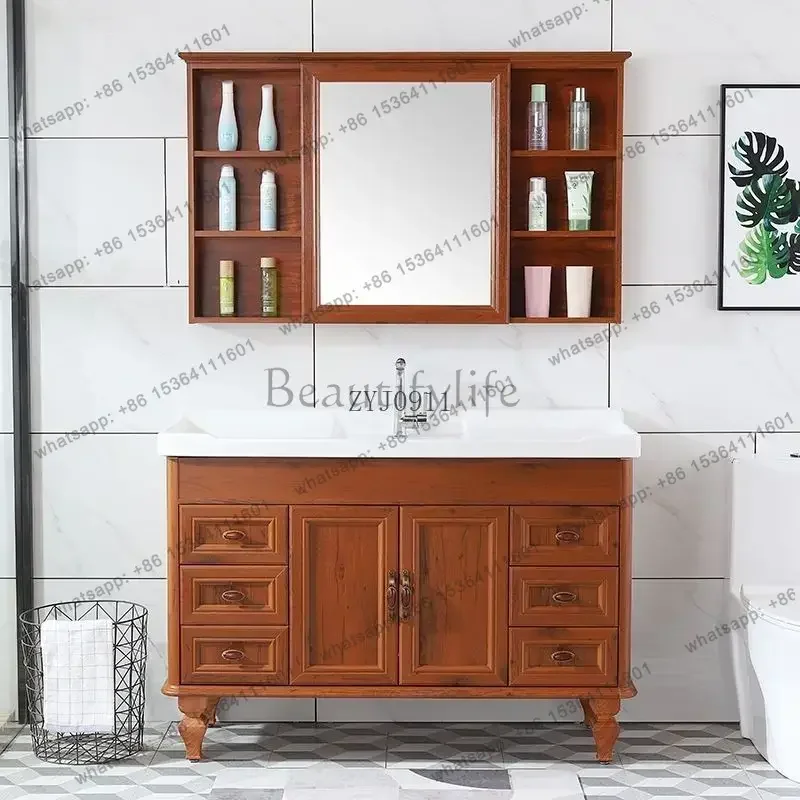 Floor-to-ceiling bathroom cabinet ceramic integrated basin washbasin countertop integrated washbasin cabinet