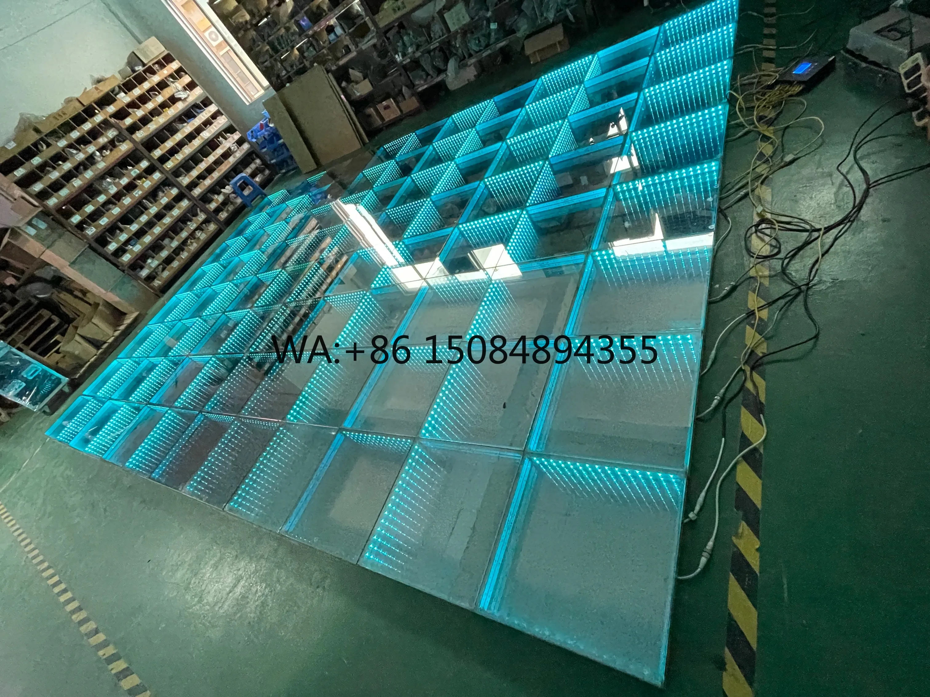 Professional 3d Led Dance Floor 50*50cm for Wedding Party Event Infinite Tunnel Mirror Full Color Stage Lighting