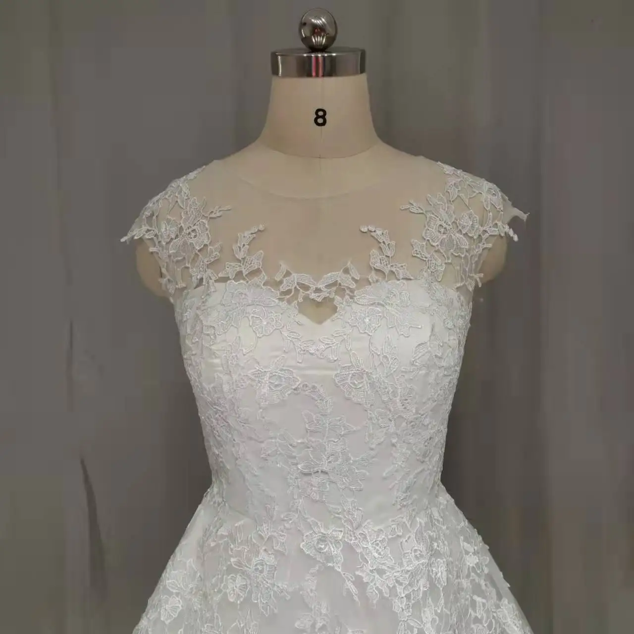 MYYBLE-vestidos de novia blancos Vintage con Apliques de encaje, ropa de novia con espalda transparente, mangas casquillo, baratos, 2022