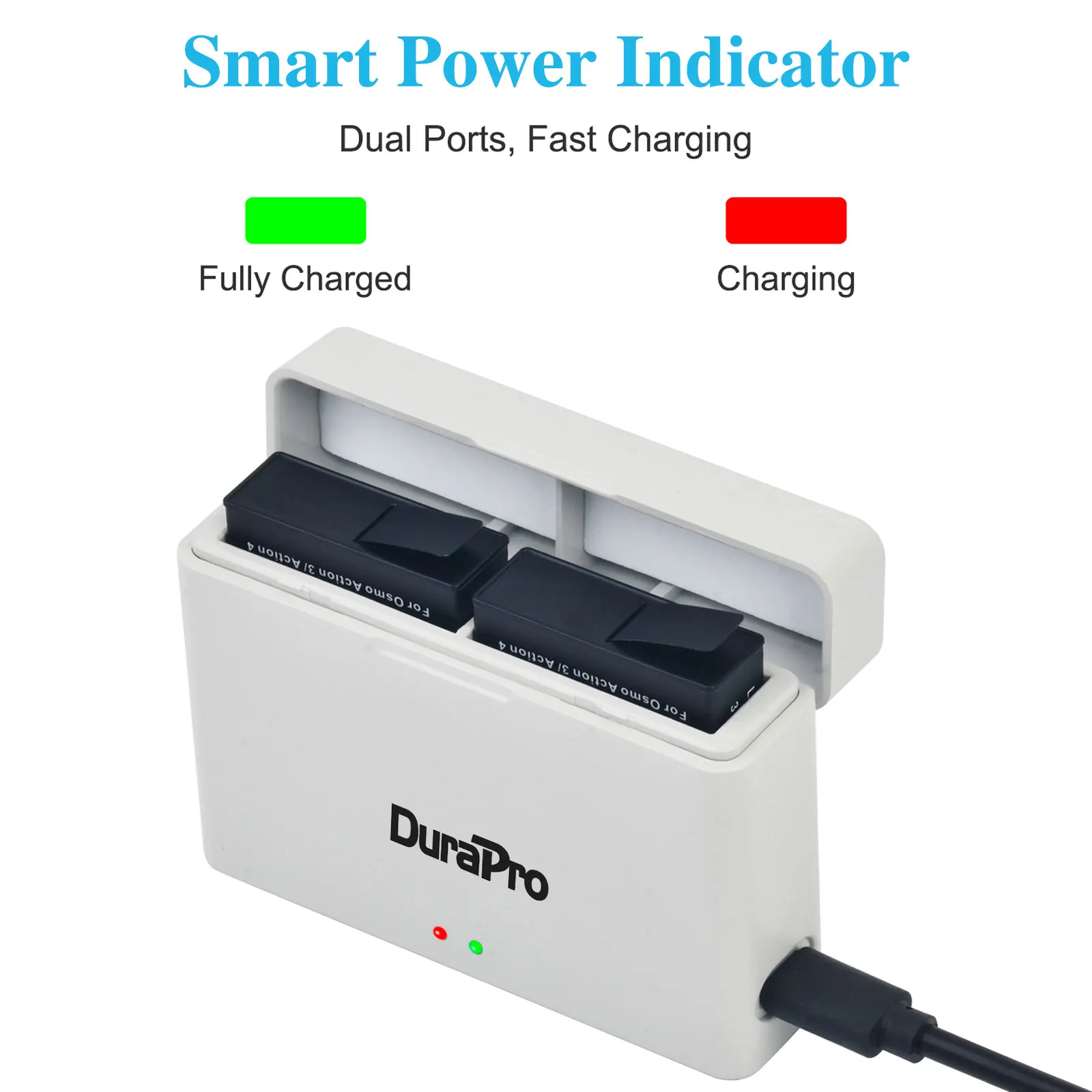 For Dji Action 4 1800mAh Rechargeable Li-ion Battery , Dual Slot Battery Charger Storage Box For DJI Action 4/3 Camera Accessory