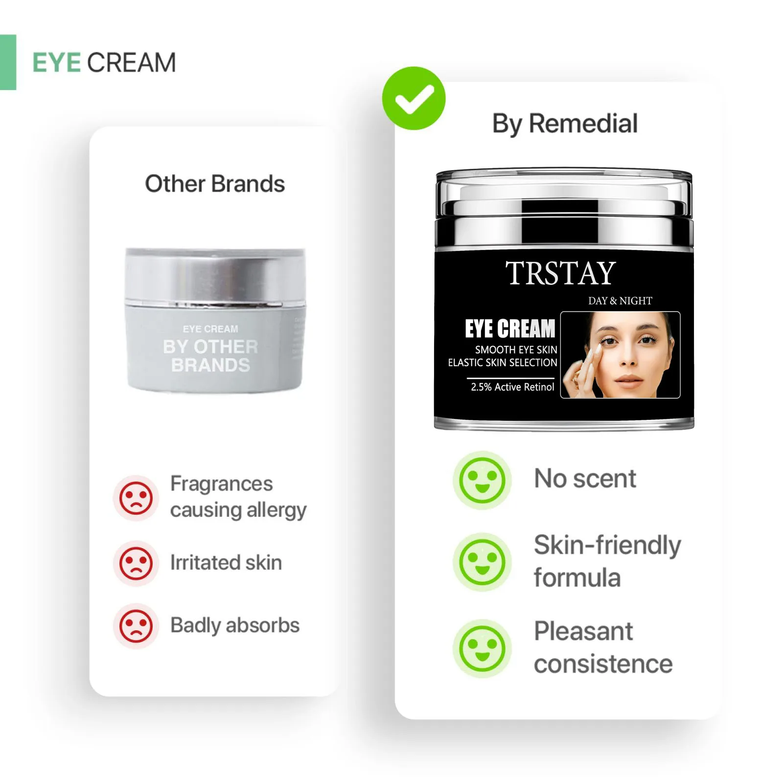 REMEDIAL PAX Eye Cream for Dark Circles and Puffiness, Bags Under Eyes Treatment, Anti-Aging Collagen Eye Cream for Wrinkles, Da