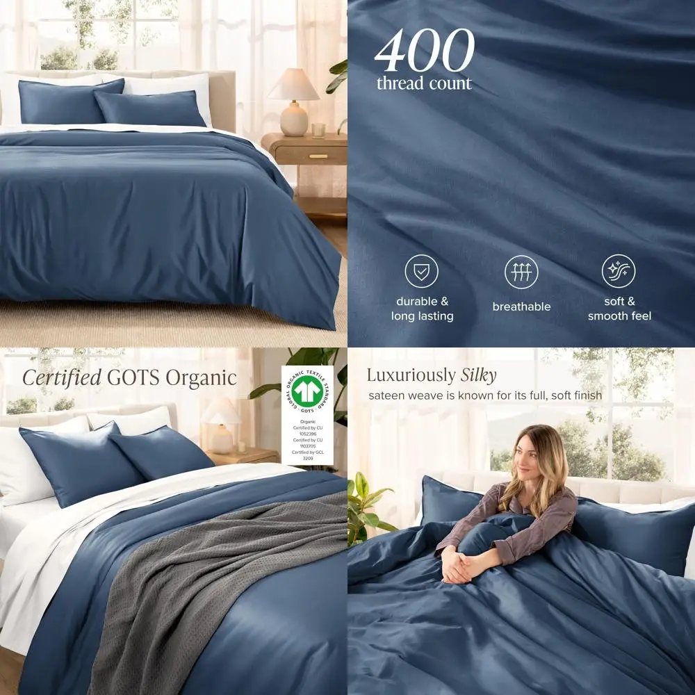 

Комплект пододеяльников из 100% органического хлопка сатин — размер «Full/Queen» — 400 нитей — гладкое сатиновое плетение — теплый и роскошный — для одеяла