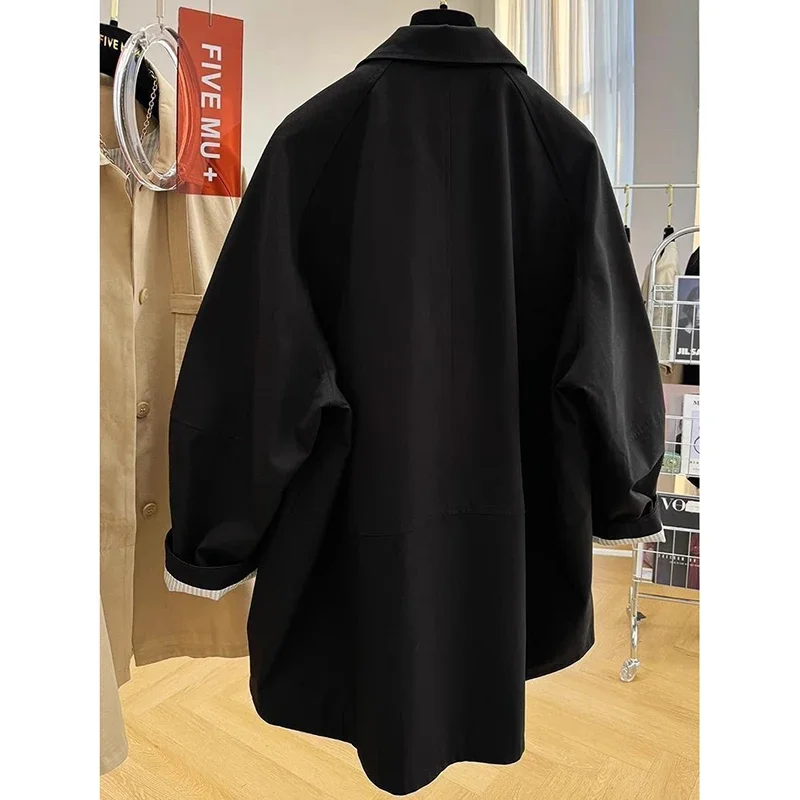 Lente Nieuwe Trenchcoat Damesmode Lange Mouw Casual Mid Lengte Losse Vrouwelijke Jas Single Breasted Windjack Vrouwelijke Tops