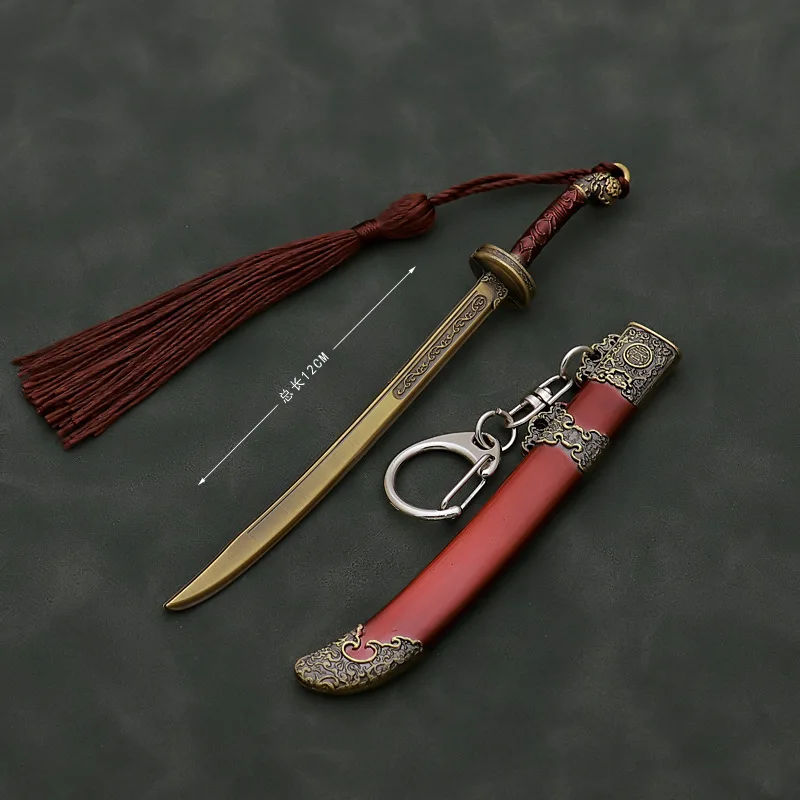 12cm Brotherhood of Blade mini keychain Royal Guards Ancient Weapon Metal bronze Weapon Model Sword Keychain Gifts Toys for Boys