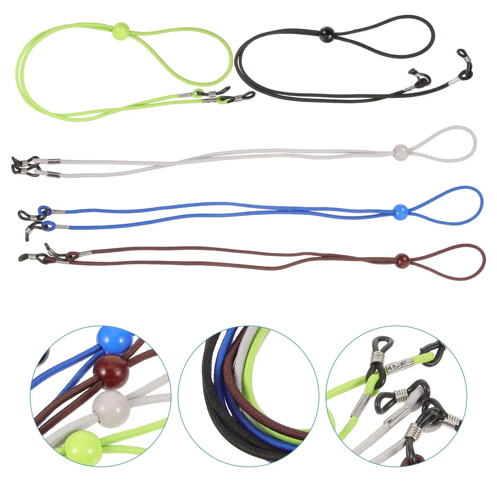 

Набор из 5 шт. премиальных ремешков для очков для женщин, эластичный шнурок-держатель для очков, противоскользящий, для спорта на открытом воздухе, в виде ожерелья