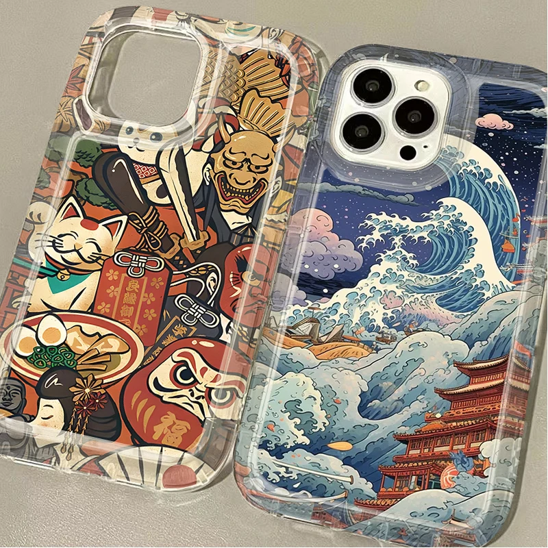 Japan Ukiyo-e Samurai Sea Wave Case for Samsung Galaxy A15 A55 A05 A05S A14 A24 A13 A23 A73 A12 A22 A32 A52 A52S A72 A31 A51 A71